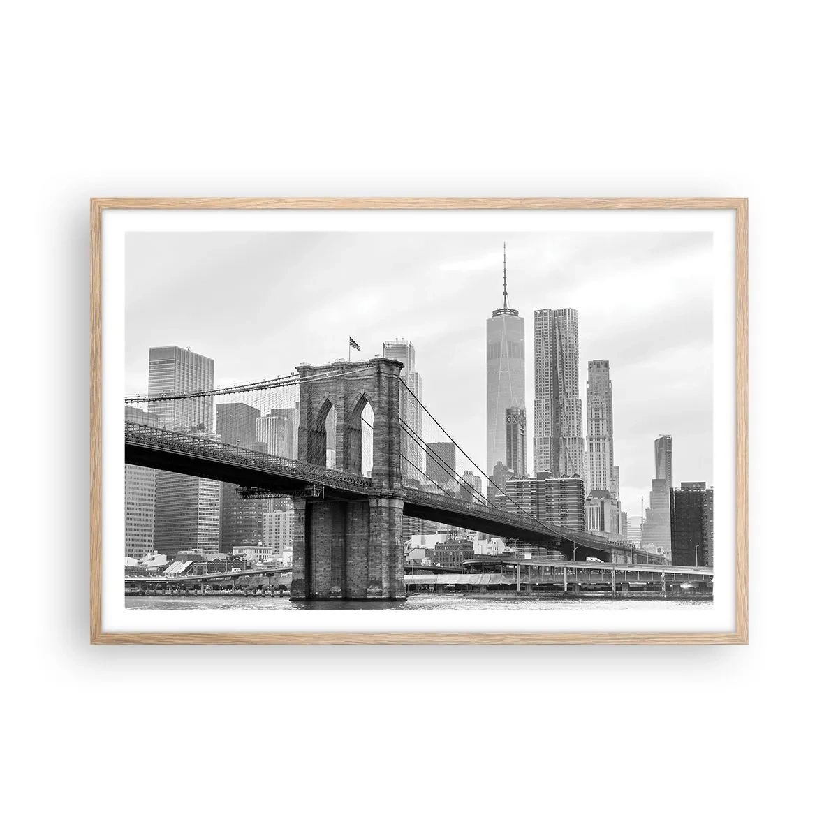 Een poster in een licht eiken lijst - New Yorkse sfeer - 91x61 cm