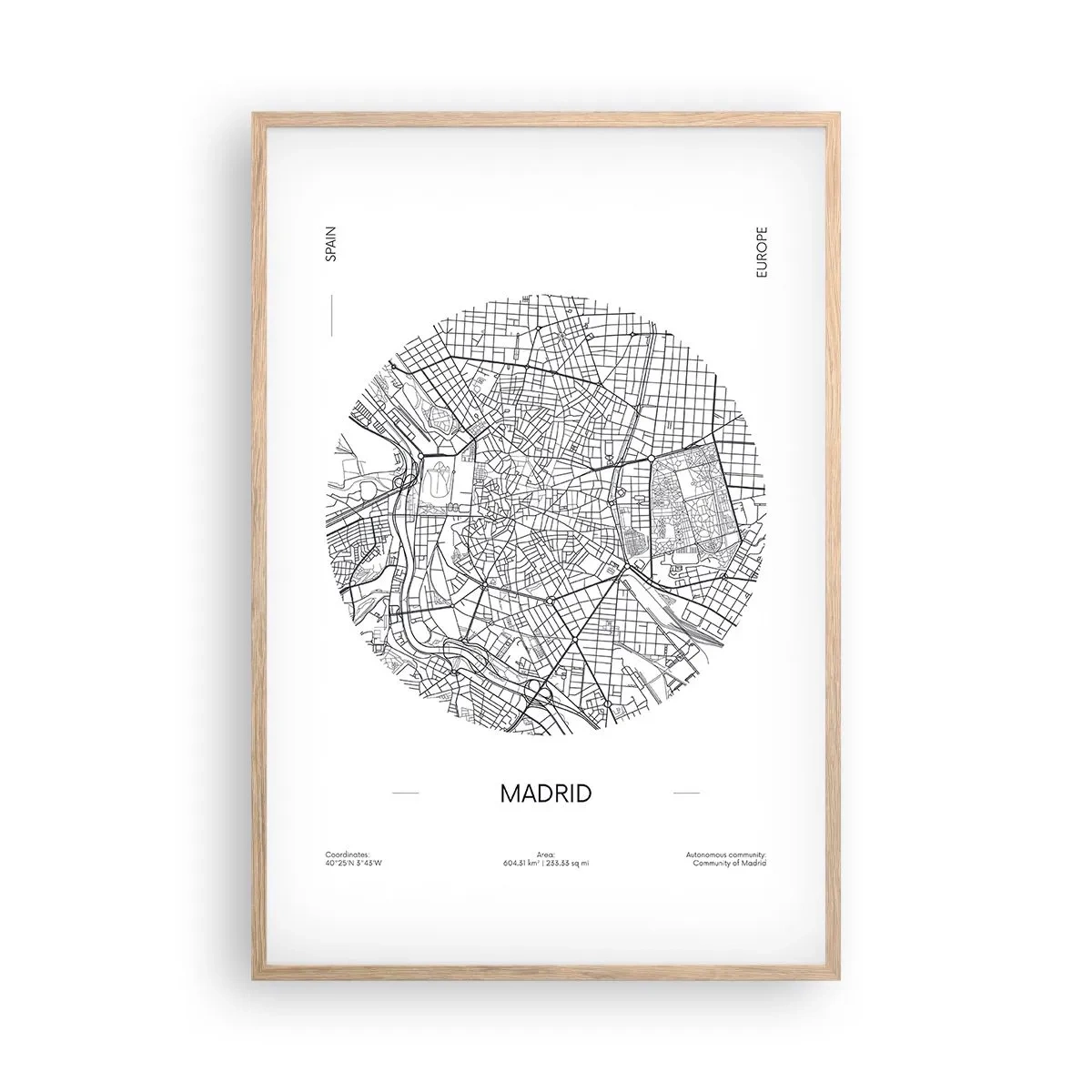 Een poster in een licht eiken lijst - Anatomie van Madrid - 61x91 cm