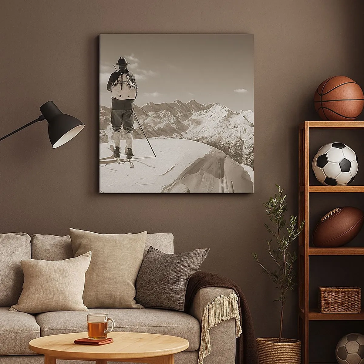 Schilderen op canvas - En de bergen blijven onveranderd - 30x30 cm