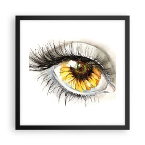 Poster in een zwarte lijst - Een look zo warm als de zomer - 40x40 cm