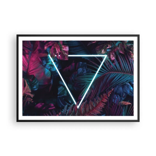 Poster in een zwarte lijst - Disco-achtige tuin - 100x70 cm