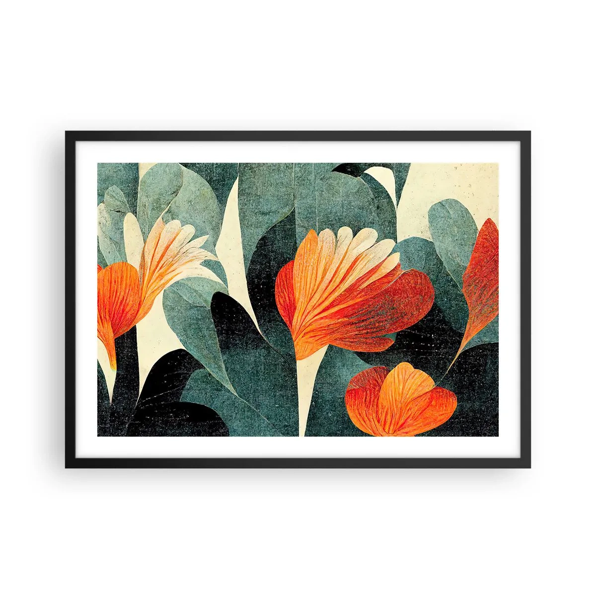 Poster in een zwarte lijst - De hitte van de tropen en de koelte van het groen - 70x50 cm