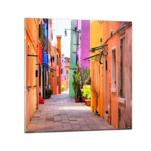Schilderen op glas - Regenboogsteeg - 40x40 cm