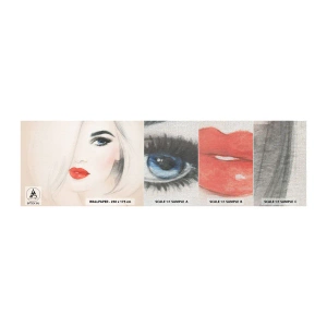 Fotobehang Monster Premium Canvas - Het hypnotiseert en bedwelmt - Portret van een vrouw, Het gezicht van de vrouw, rode lippen - 100x30 cm