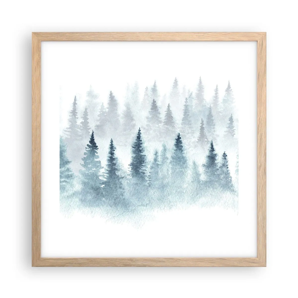 Een poster in een licht eiken lijst - Gehuld in mist - 40x40 cm