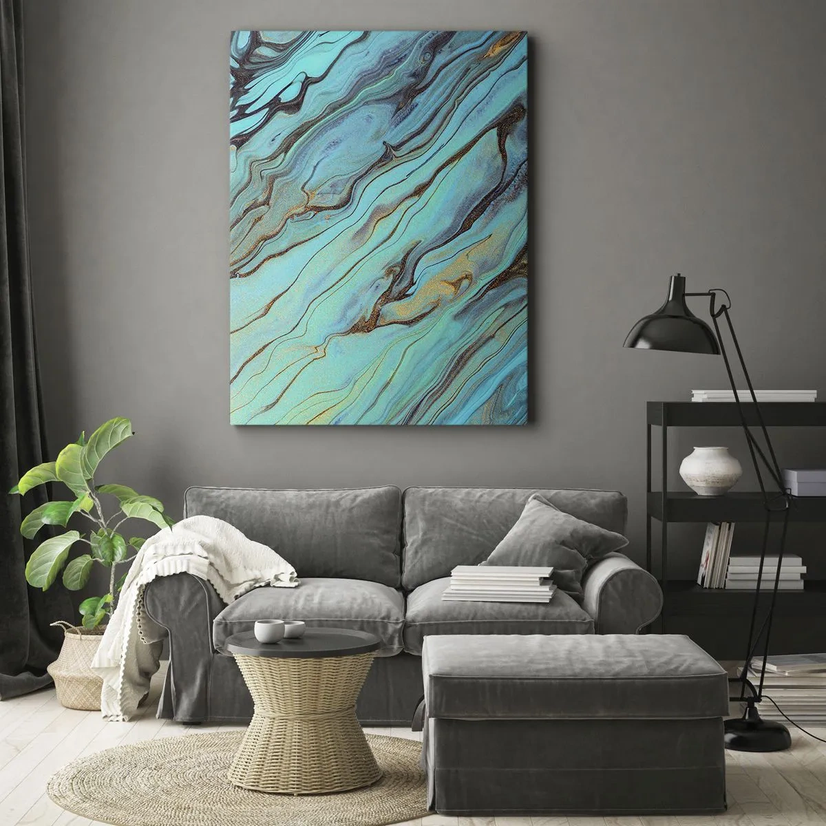 Schilderen op canvas - Turquoise vloed - 45x80 cm