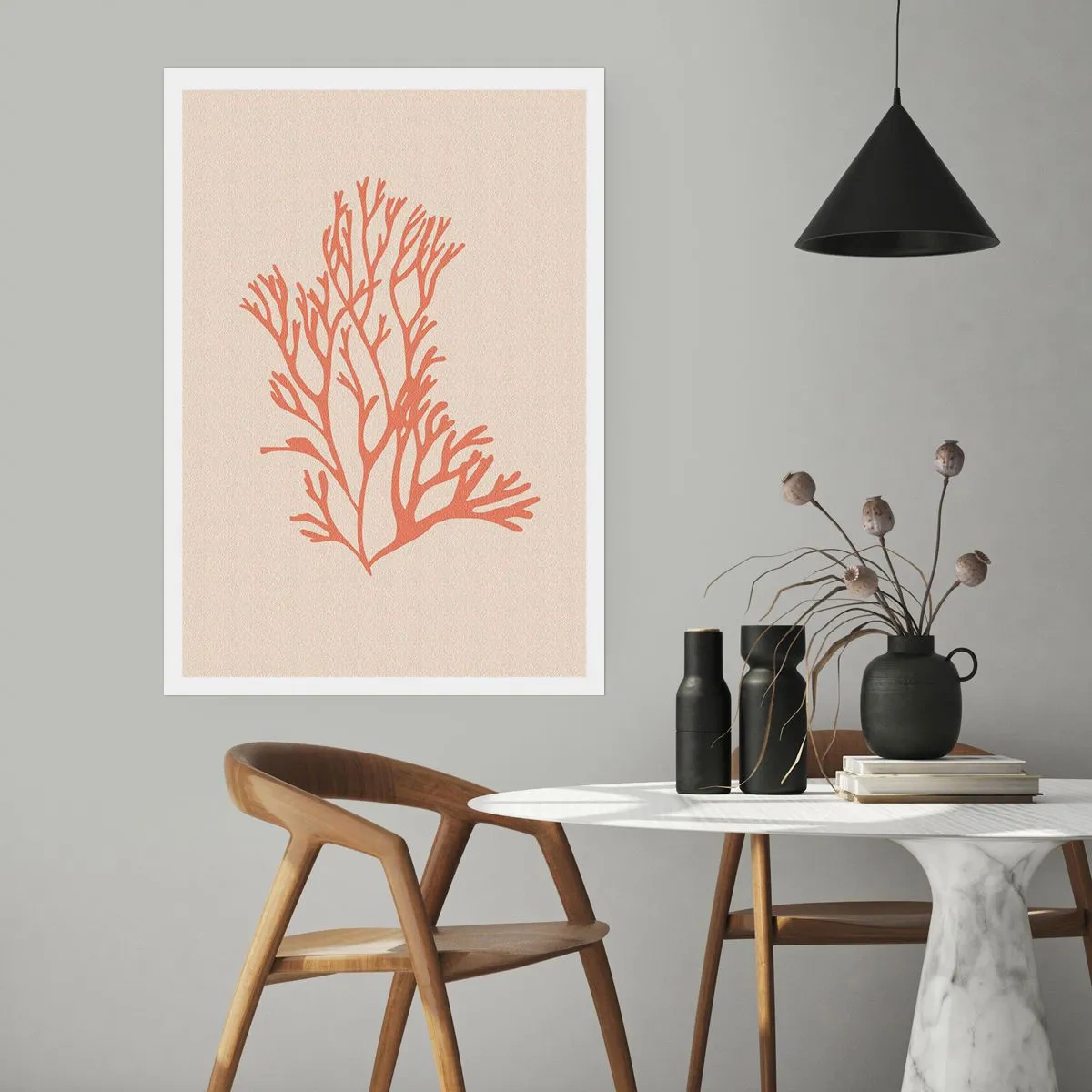 Poster - Koraal filigraan - 30x40 cm