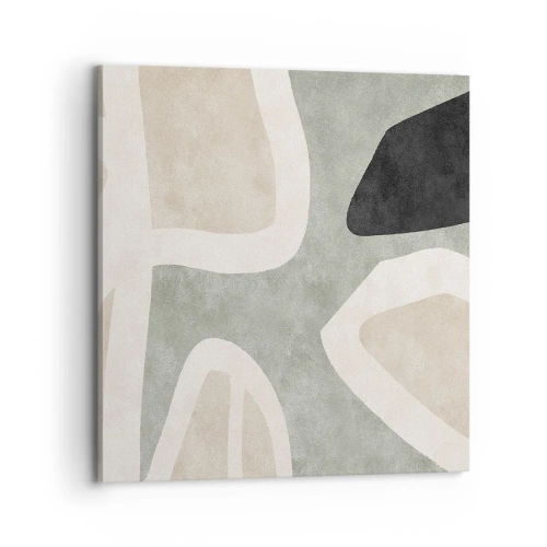 Schilderen op canvas - Compositie met een zwart motief - 70x70 cm