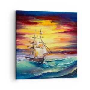 Schilderen op canvas - Dapper onder de golven - 70x70 cm