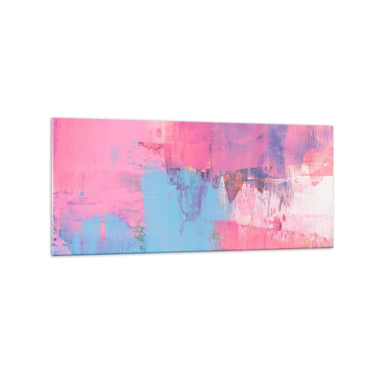Schilderen op glas - Roze, blauw en een vleugje licht - 120x50 cm