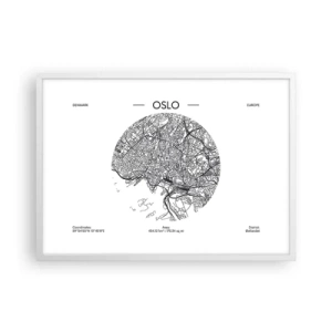 Poster in een witte lijst - Anatomie van Oslo - 70x50 cm