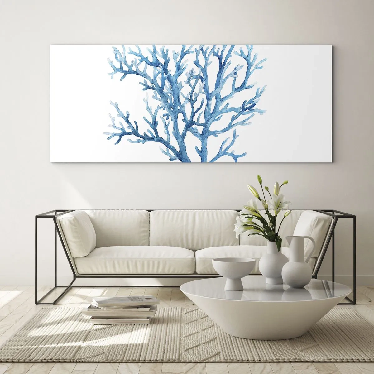 Schilderen op glas - Nautische filigraan - 160x50 cm