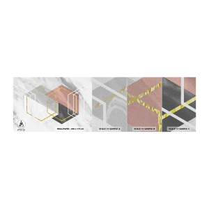 Fotobehang Monster Premium Sand - Keten samenstelling - Abstractie, Deel, Zeshoek - 100x30 cm