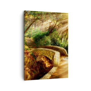 Schilderen op canvas - Rechtstreeks vanaf de brug het sprookjesbos in - 50x70 cm