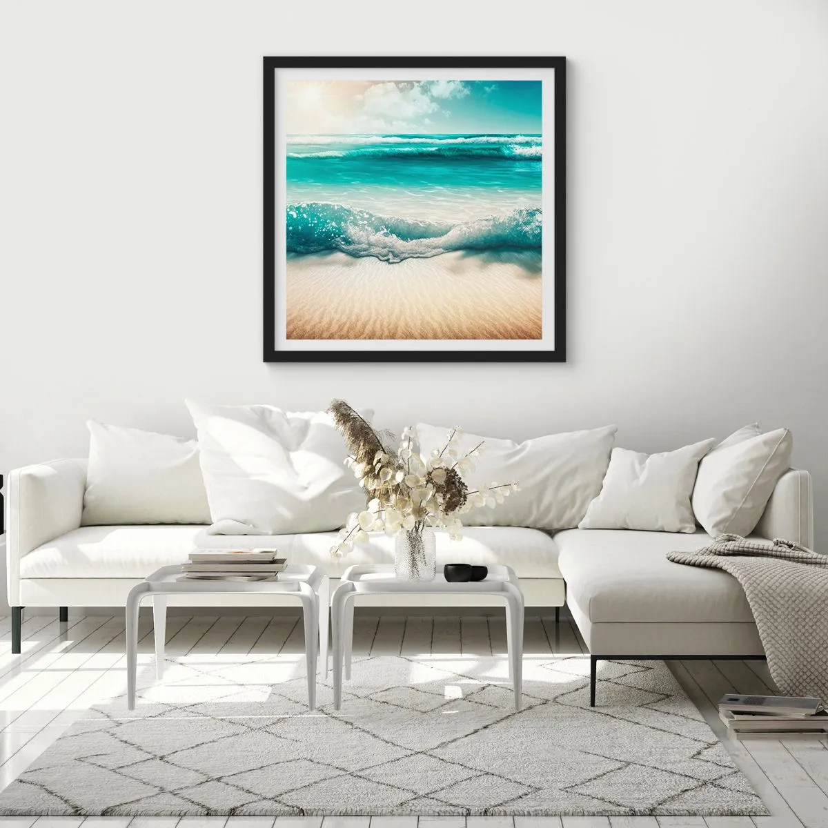 Poster in een zwarte lijst - De vrede van de oceaan - 30x30 cm
