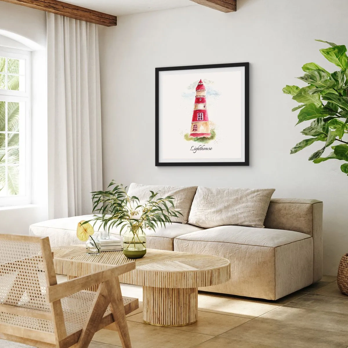 Poster in een zwarte lijst - Er is altijd goed weer in de buurt - 40x40 cm