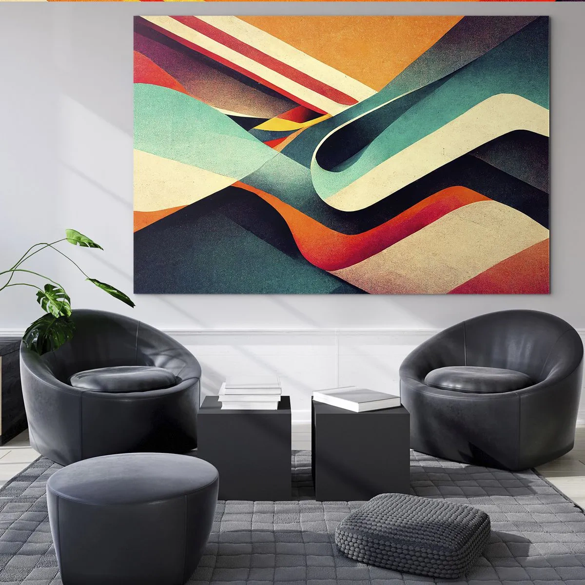 Schilderen op glas - Kleurrijke strepen in een dynamische, abstracte compositie - 70x50cm - Intensieve compositie - Moderne wanddecoratie voor woonkamer en slaapkamer ARTTOR