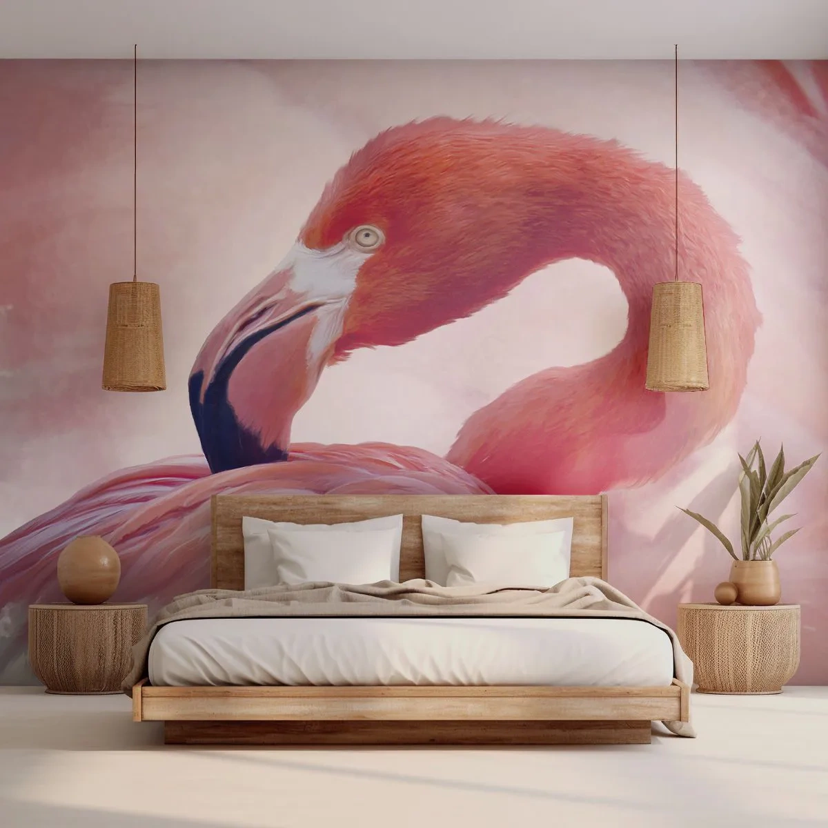 Fotobehang Premium Canvas - Vogel schoonheid - Flamingo, Vogel, Natuur - 150x105 cm