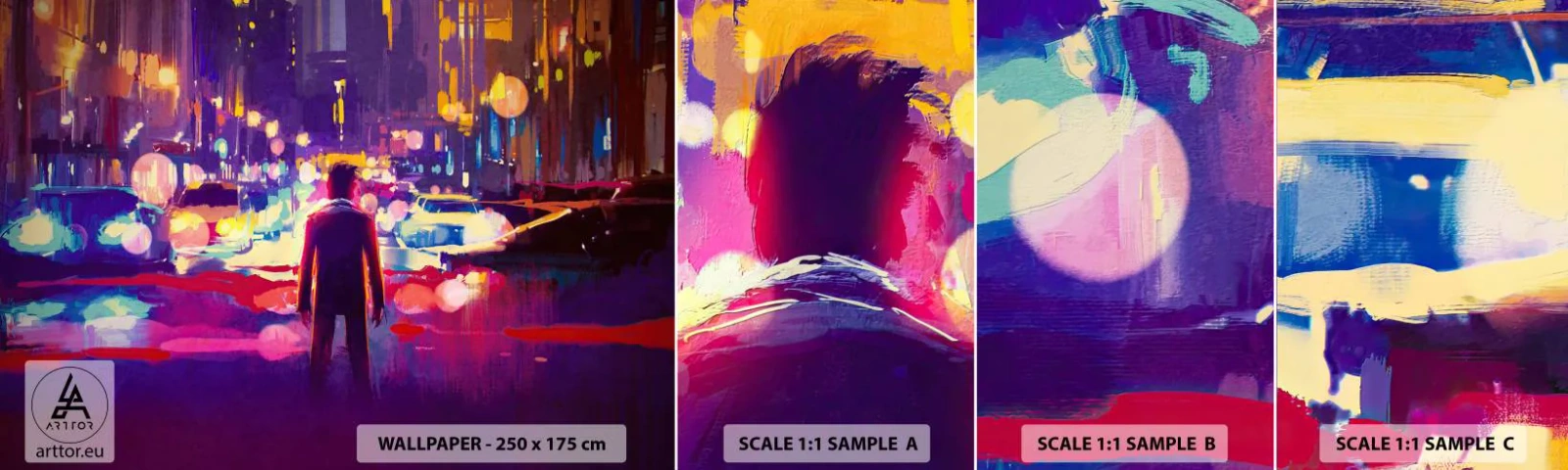 Fotobehang Monster Zelfklevend Deluxe Sticker - Ondergedompeld in het licht - Stad, Man, New York - 100x30 cm