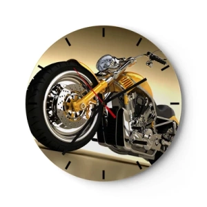 Wandklok - Klok - Een stijlvolle motorfiets in tinten goud en chroom - 30x30cm - Een droom van kracht en snelheid - Moderne wanddecoratie voor woonkamer, keuken en slaapkamer ARTTOR