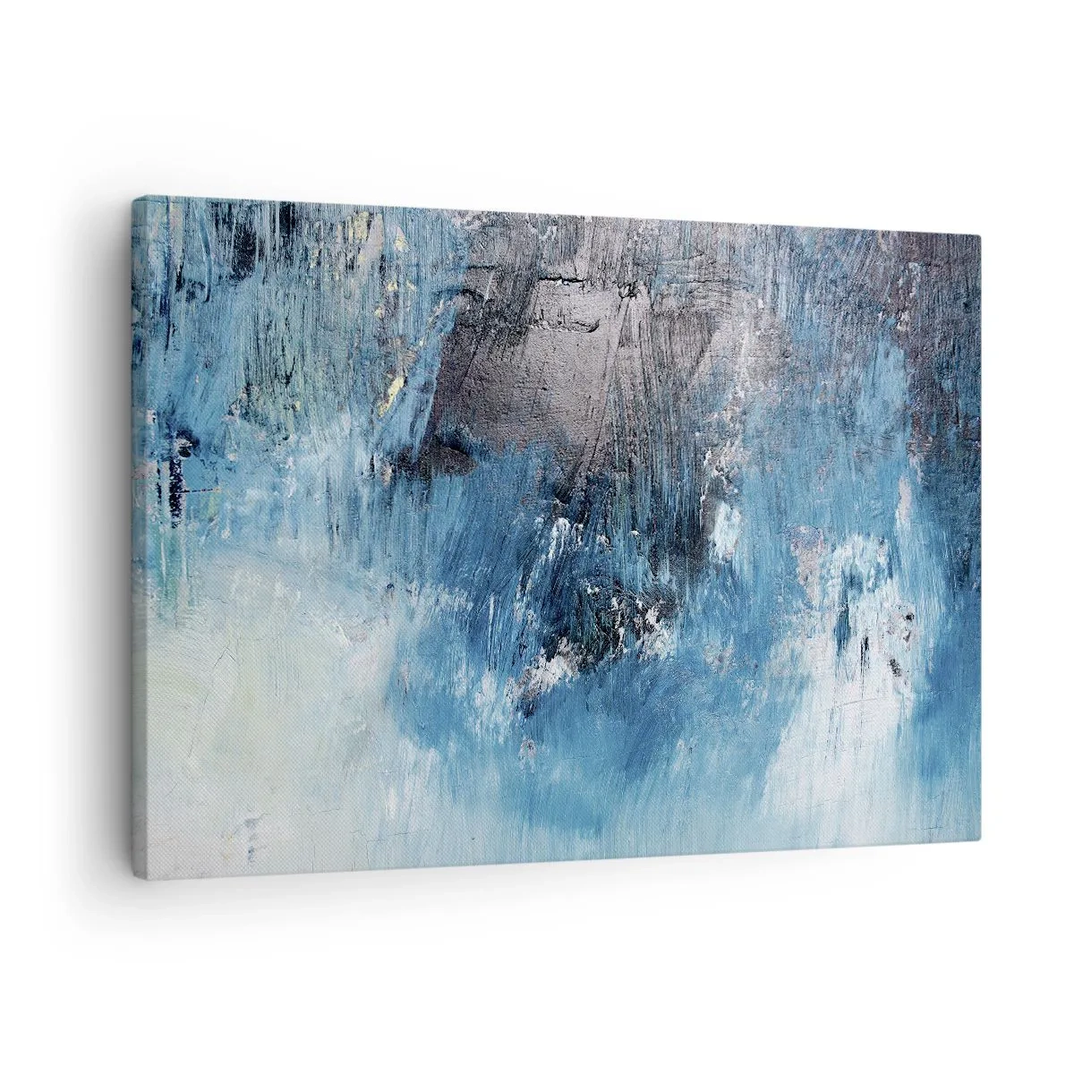 Schilderen op canvas - Abstracte penseelstreken in tinten blauw - 70x50cm - Rhapsody in Blauw - Moderne wanddecoratie voor woonkamer en slaapkamer ARTTOR