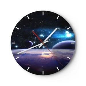 Wandklok - Klok - Ruimte met sterren, planeten en een planetair oppervlak met een atmosfeer - 30x30cm - Nog steeds alleen? - Moderne wanddecoratie voor woonkamer, keuken en slaapkamer ARTTOR