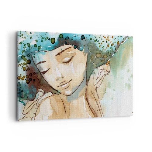 Schilderen op canvas - Dame in het blauw - 100x70 cm