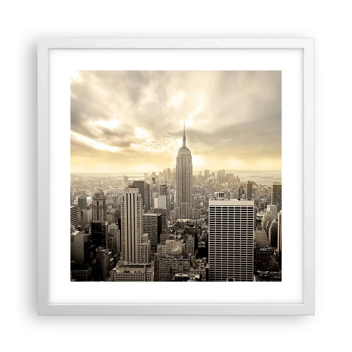 Poster in een witte lijst - New York geweven van grijs - 40x40 cm