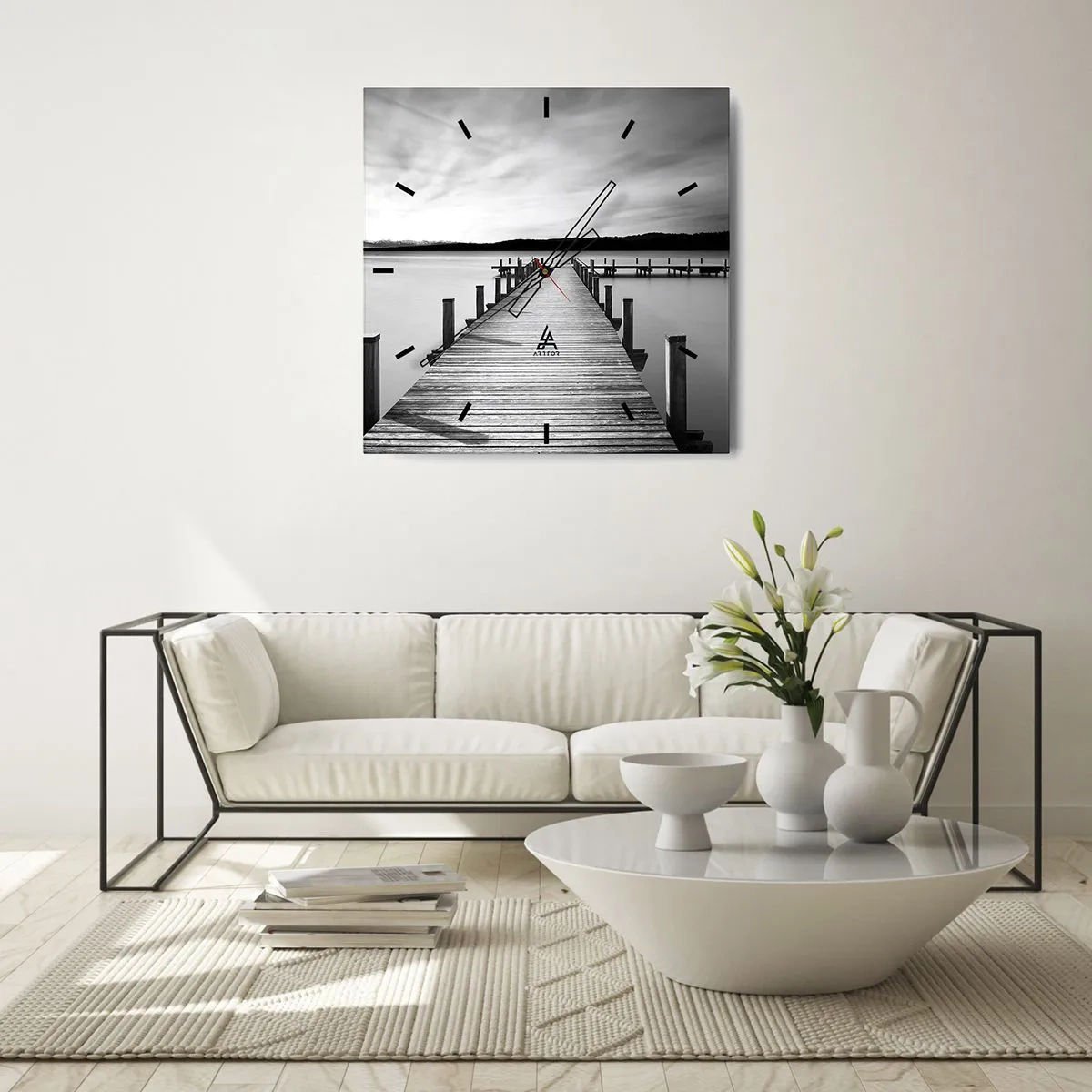 Wandklok - Klok - Bij de waterput - vrede - 40x40 cm