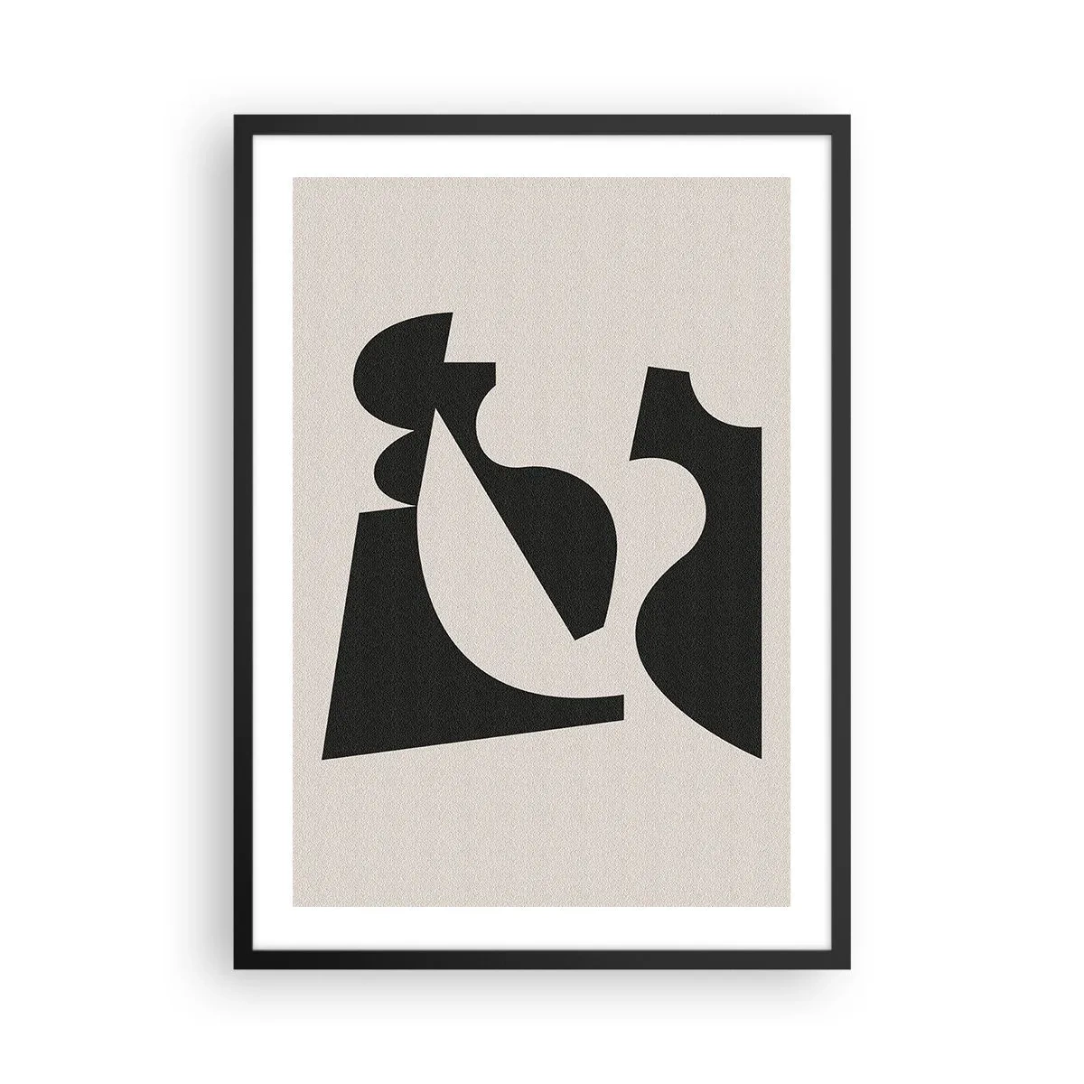 Poster in een zwarte lijst - Abstracte geometrische compositie in zwart en beige - 50x70cm - Voor zelfassemblage - Moderne wanddecoratie voor woonkamer en slaapkamer ARTTOR