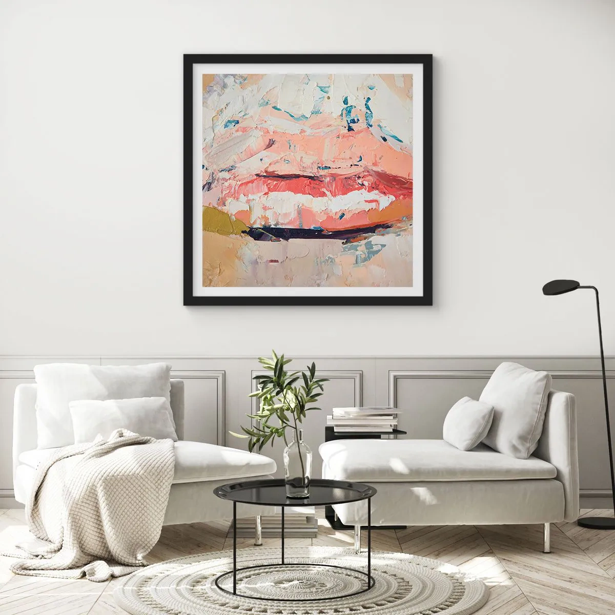 Poster in een zwarte lijst - Het wekt de zintuigen - 30x30 cm