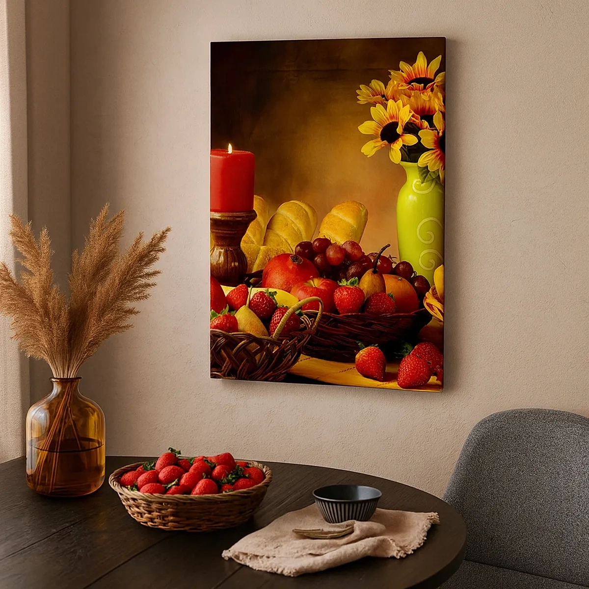 Schilderen op canvas - Stilleven met brood en fruit - 50x70 cm