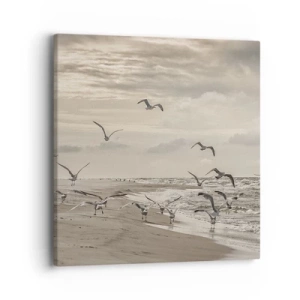 Schilderen op canvas - Het geluid van de zee, het zingen van vogels - 40x40 cm