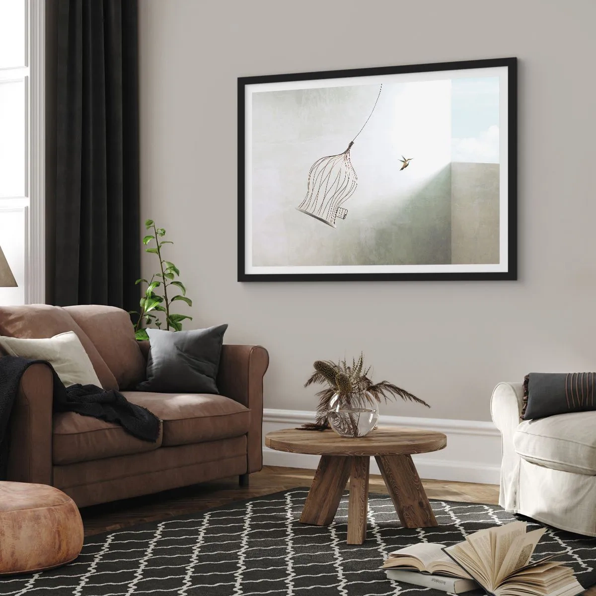 Poster in een zwarte lijst - In je element - 70x50 cm