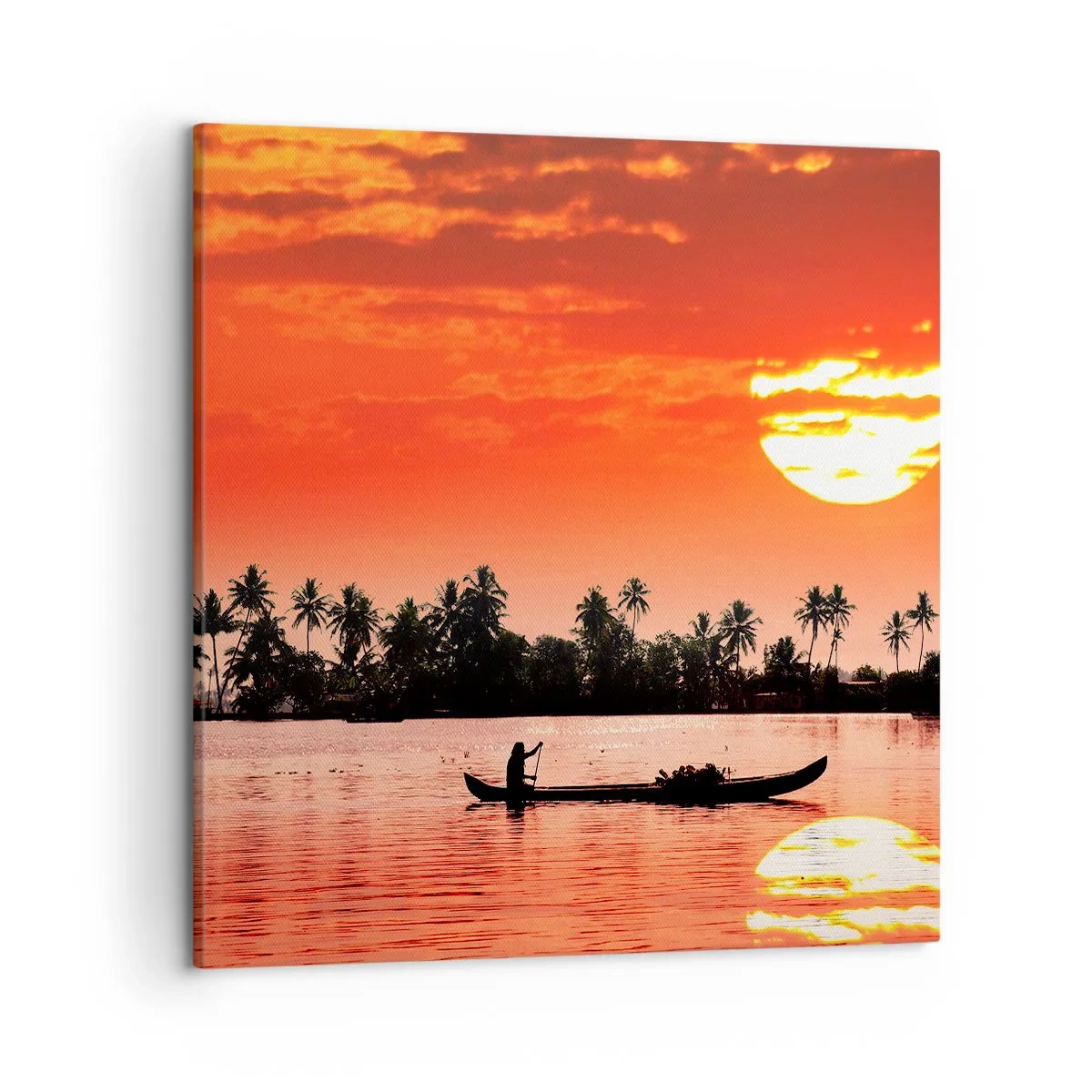 Schilderen op canvas - De rust van de tropen bij zonsondergang - 50x50 cm