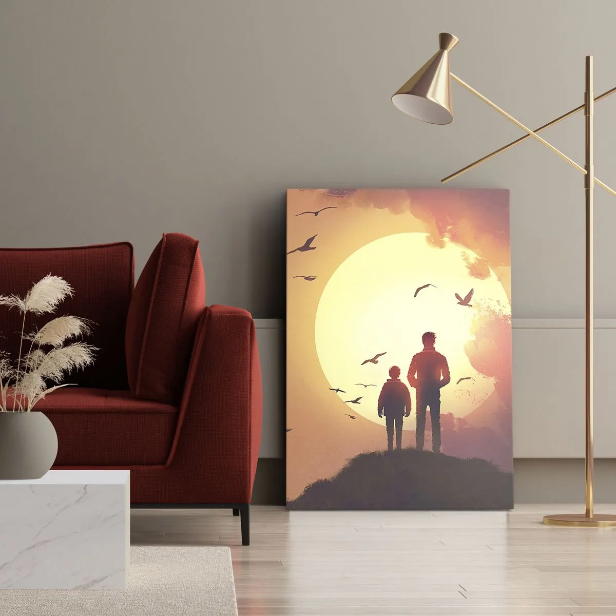 Schilderen op canvas - Oog in oog met de zon - 55x100 cm