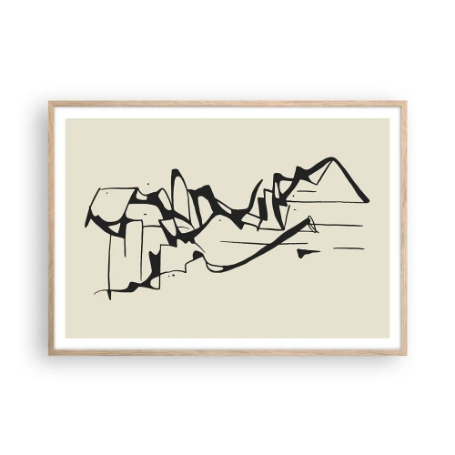 Een poster in een licht eiken lijst - Misschien een landschap - 100x70 cm