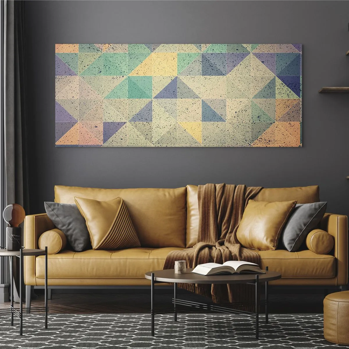 Schilderen op glas - Republiek van driehoeken - 100x40 cm