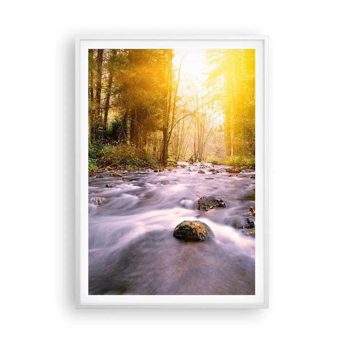 Poster in een witte lijst - Malachiet in een zilveren en gouden lijst - 70x100 cm