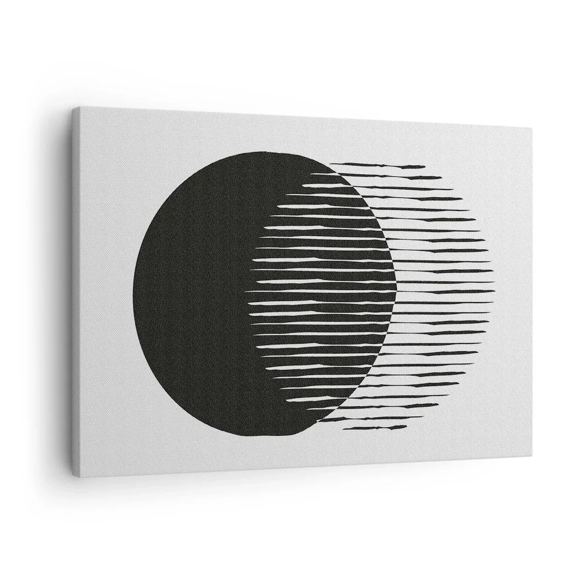 Schilderen op canvas - Twee overlappende cirkels met zwarte en witte lijnen - 70x50cm - Zijn alter ego - Moderne wanddecoratie voor woonkamer en slaapkamer ARTTOR
