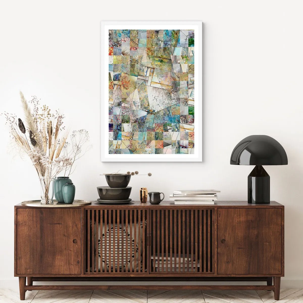 Poster in een witte lijst - Geometrische schuifeling - 50x70 cm