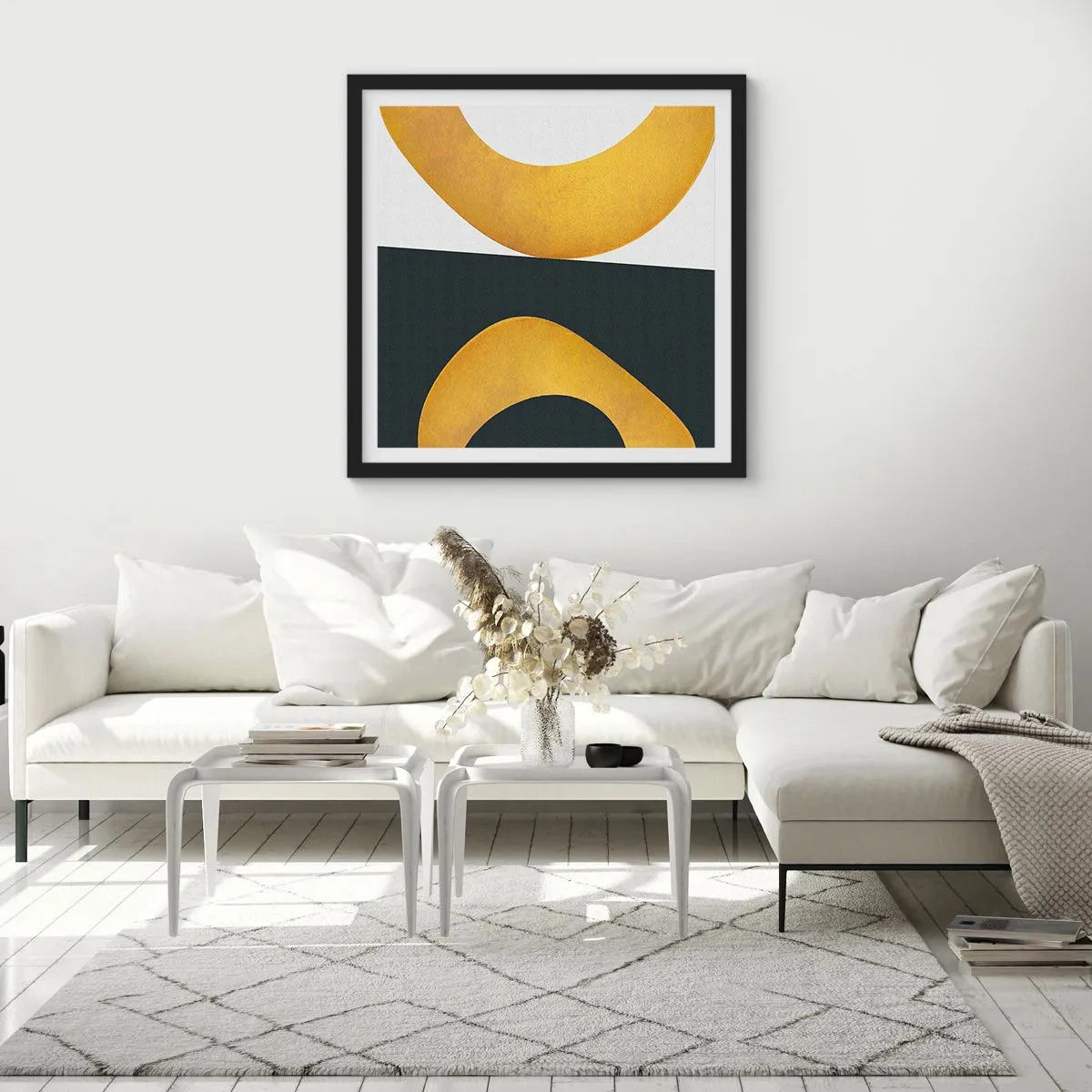 Poster in een zwarte lijst - Ten eerste: goud - 30x30 cm
