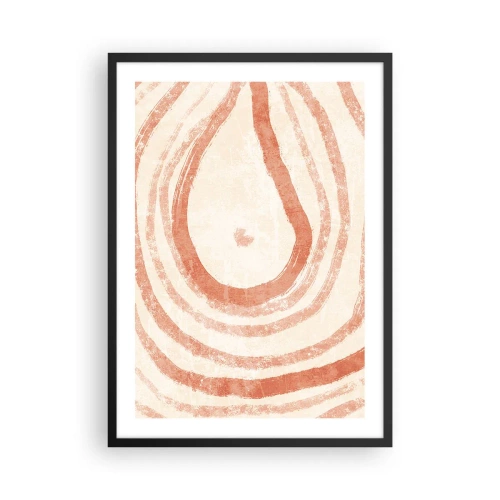 Poster in een zwarte lijst - Een abstract patroon in warme, aardse kleuren. - 50x70cm - Koraalcirkels – compositie - Moderne wanddecoratie voor woonkamer en slaapkamer ARTTOR