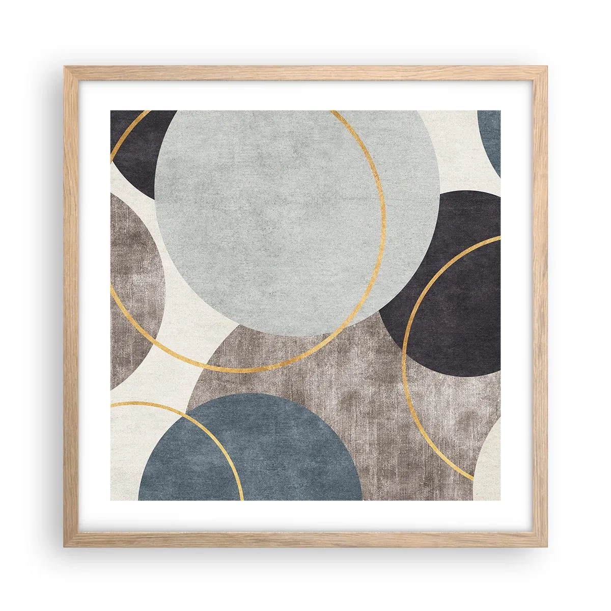 Een poster in een licht eiken lijst - Wiel voor wiel - 50x50 cm