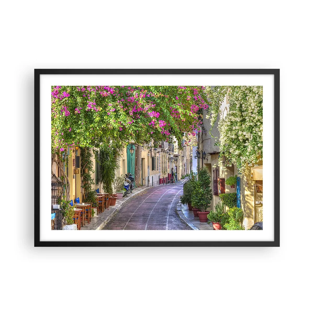 Poster in een zwarte lijst - Bloeiende steeg - 70x50 cm