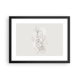 Poster in een zwarte lijst - Verstrikt in een omhelzing - 40x30 cm