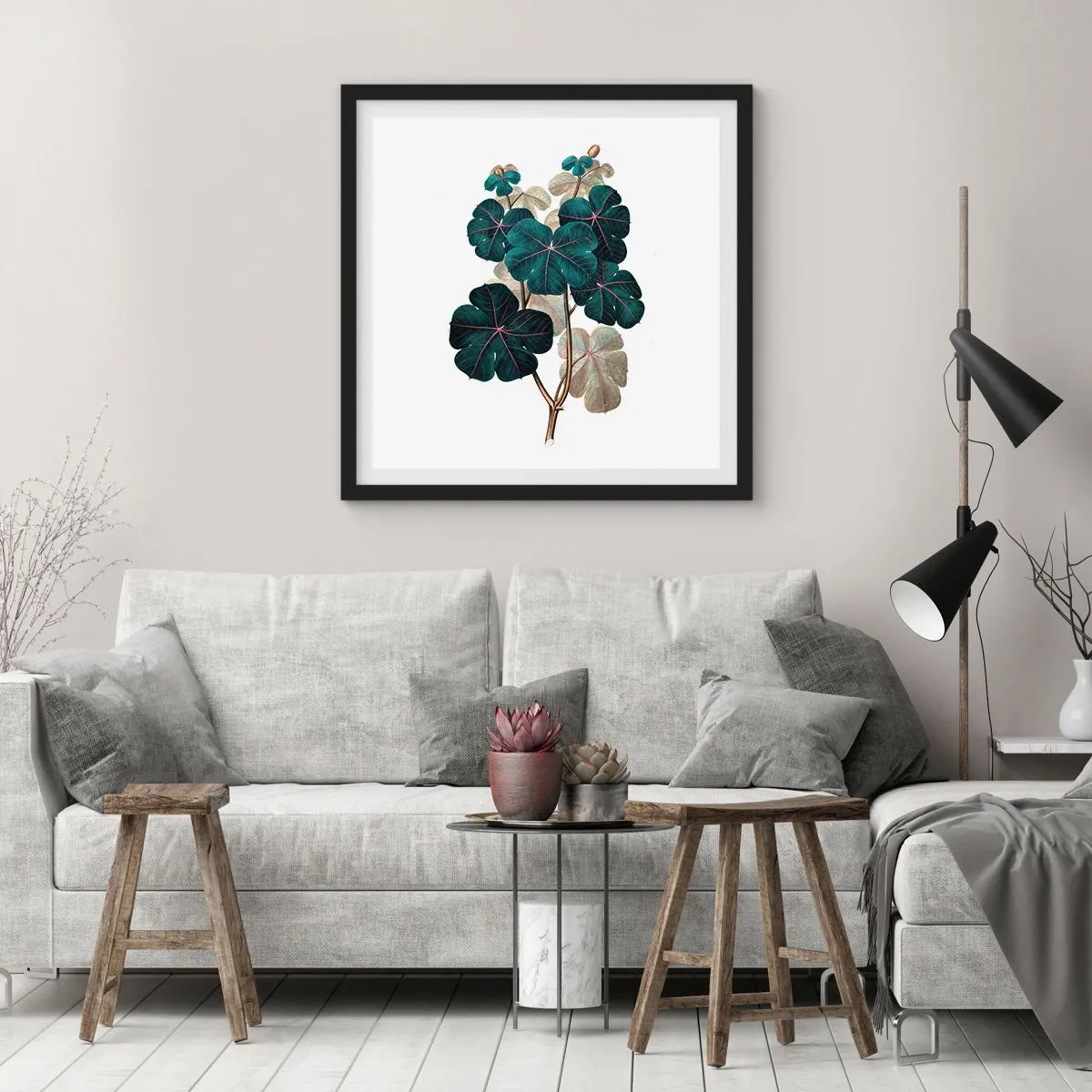 Poster in een zwarte lijst - Uit het oude herbarium - 40x40 cm