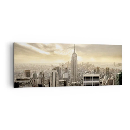 Schilderen op canvas - New York geweven van grijs - 140x50 cm