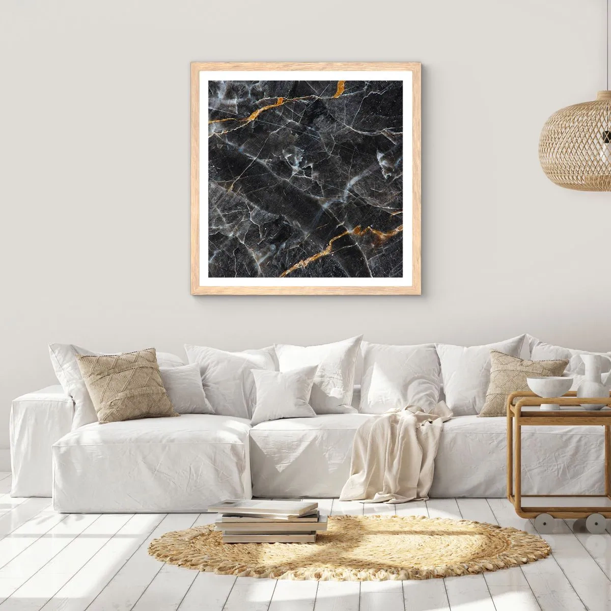 Een poster in een licht eiken lijst - Het innerlijke leven van de steen - 50x50 cm