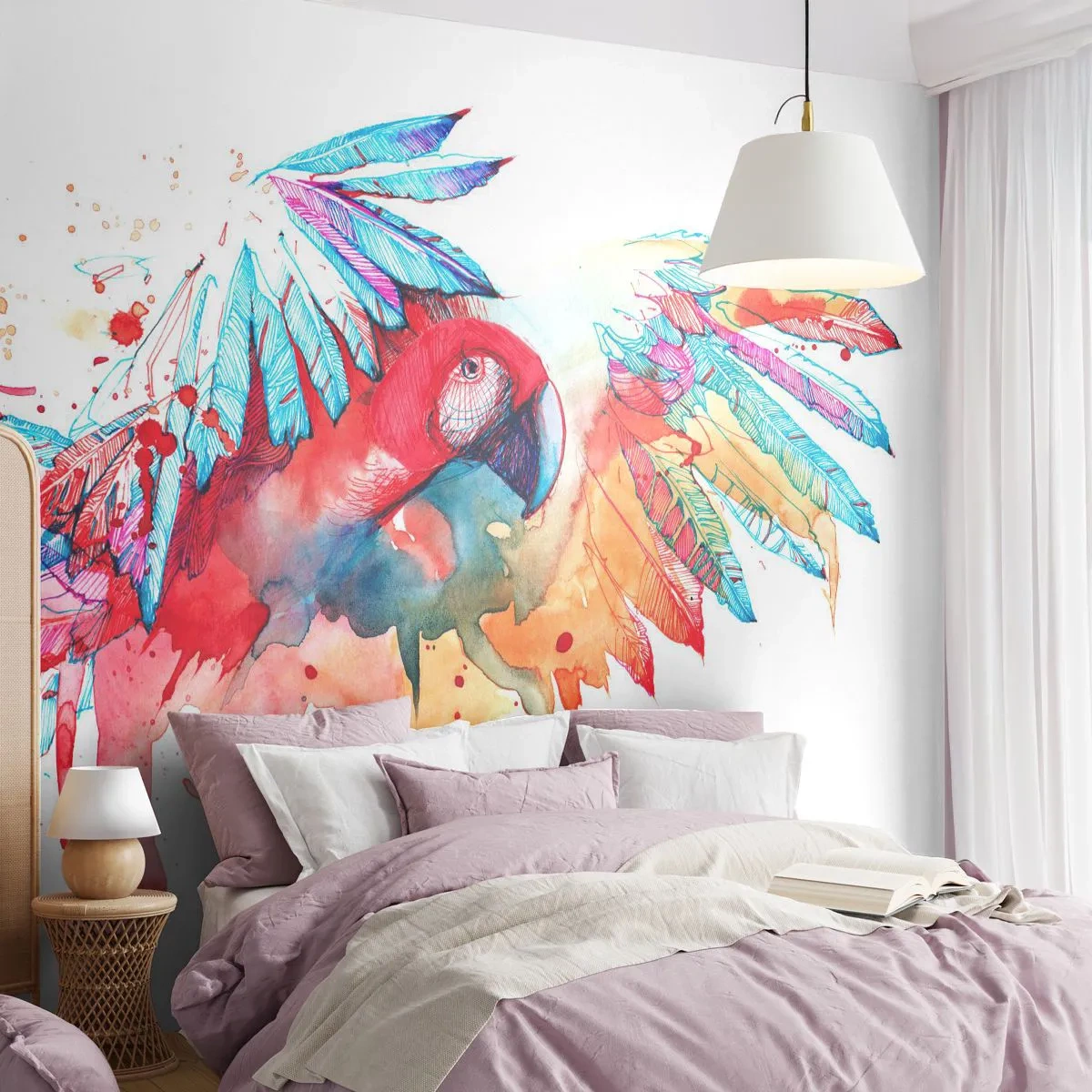 Fotobehang Premium Sand - . - Papegaai, Vogel, Abstractie - 350x256 cm